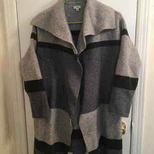 VINCE Grey Color Block Striped Sweater